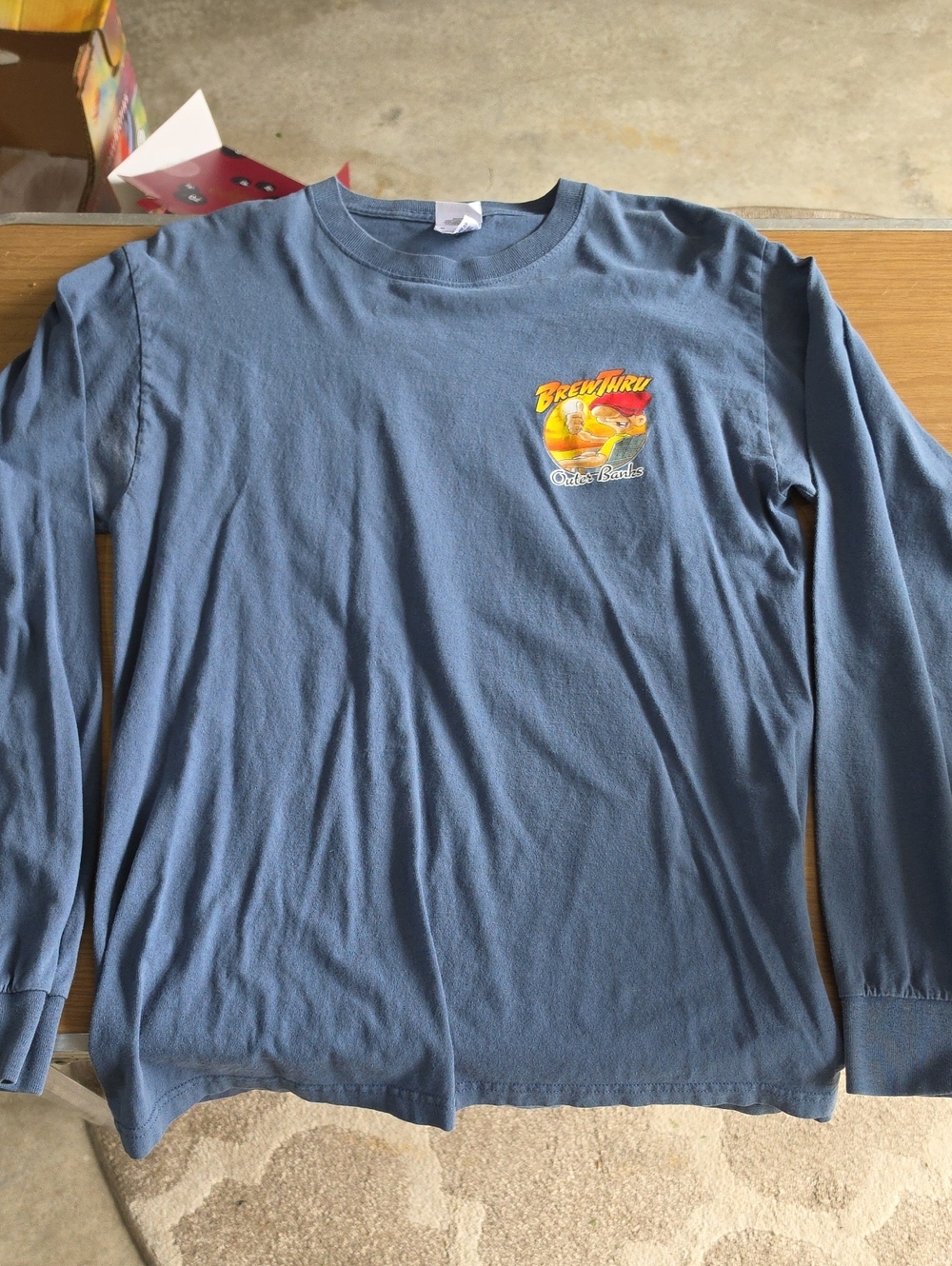 Fruit of the Loom Blue Long-Sleeve Graphic Tee with Chest Logo